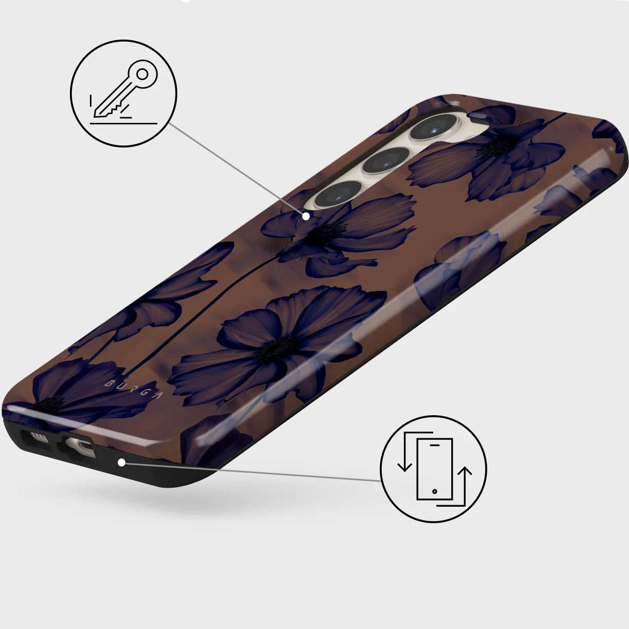 Ekskluzywne etui Burga Velvet Night Tough do Samsung Galaxy S23, brązowo-granatowe